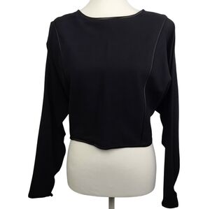 Vintage Nipon Boutique Black Wool Long Sleeve Blouse Size 10 Classic Career Top